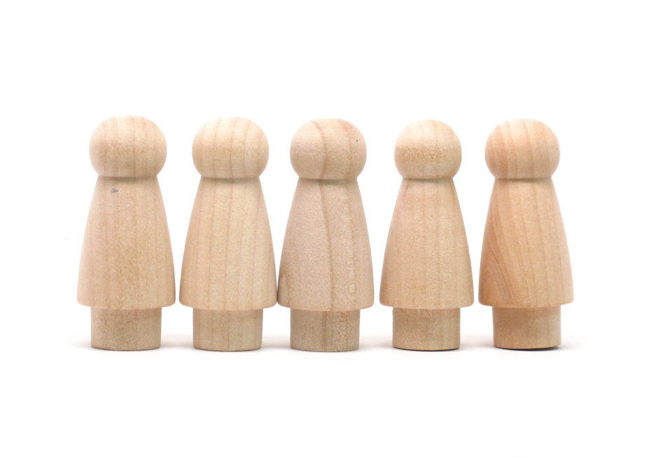 5 Short Skirt Girls - size 2" tall - Do It Yourself - Unpainted Wooden Dolls