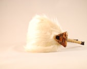 50% off LIQUIDATION SALE Cream Eggshell Hackle Feather Headband Brown Detail