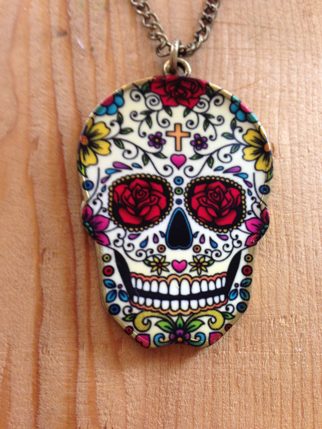 Items similar to Sugar skull pendant on Etsy