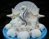 Seashell Starfish Wedding Cake Topper - Seahorse Dreams Silver