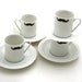 Mustache espresso set of four cups and saucers OOAK