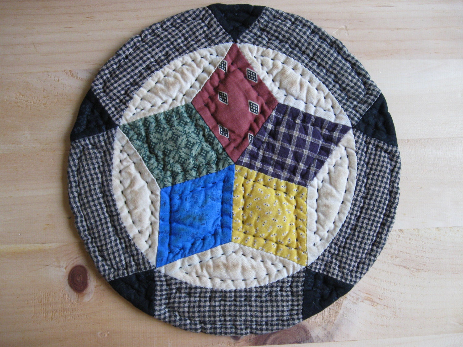 Quilted Trivet Table Mat Candle Mat Handmade Primitive Decor Rustic Country Decor Farmhouse Decor Kitchen Housewares