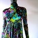 Reserved for marianna - 60s Pucci style velvet print empire style maxi dress - teal turquoise pink - 1960s 1970s fashion
