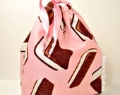 Sweet Pink Drawstring Bag Pouch Yummy Summer Ice Cream Sandwich Chocolate Treat Pink Ribbon Ties
