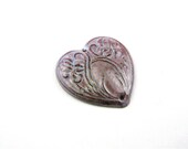 Enameled Double Iris Heart /  Pale periwinkle enamel Lot 1