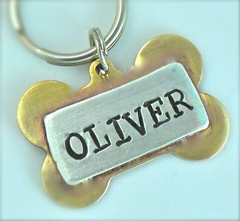 Custom Pet id tag / Oliver Bone Multi Metal