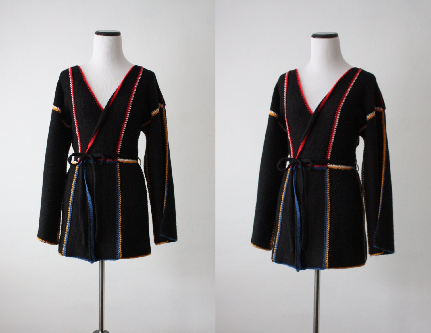 vintage 1970's black wrap cardigan