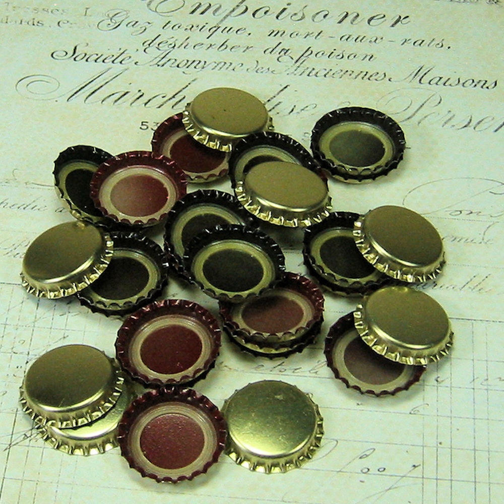 50 Red and Black Bottle Caps for Crafts, Jewelry