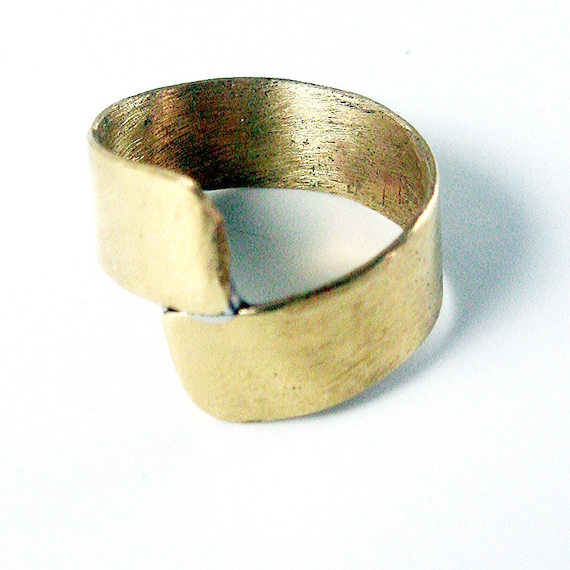 Shiny Brass Wrap Band Ring, Captiva, Gold, Size 6