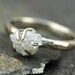 Prong-Set Rough Large Diamond Engagement Wedding Two Ring Set in 18k White or Yellow Gold- Size E Diamonds