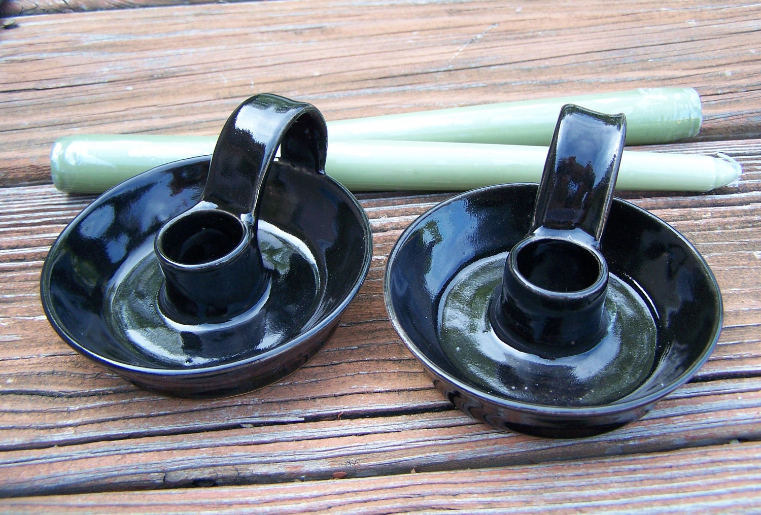 Unity Candle Set in Glossy Black