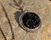 Dramatic Black Vintage Japanese Glass Beaded Pendant