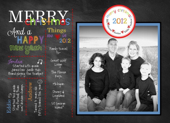Family Letter Merry Christmas Monogram Printable Photo Christmas Cards Digital Design Il_570xn