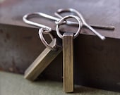 Simple modern hoop and brass bar earrings