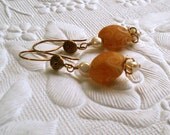 Circles of Gold Lampwork Pearl Earrings FWP - Year End Sale