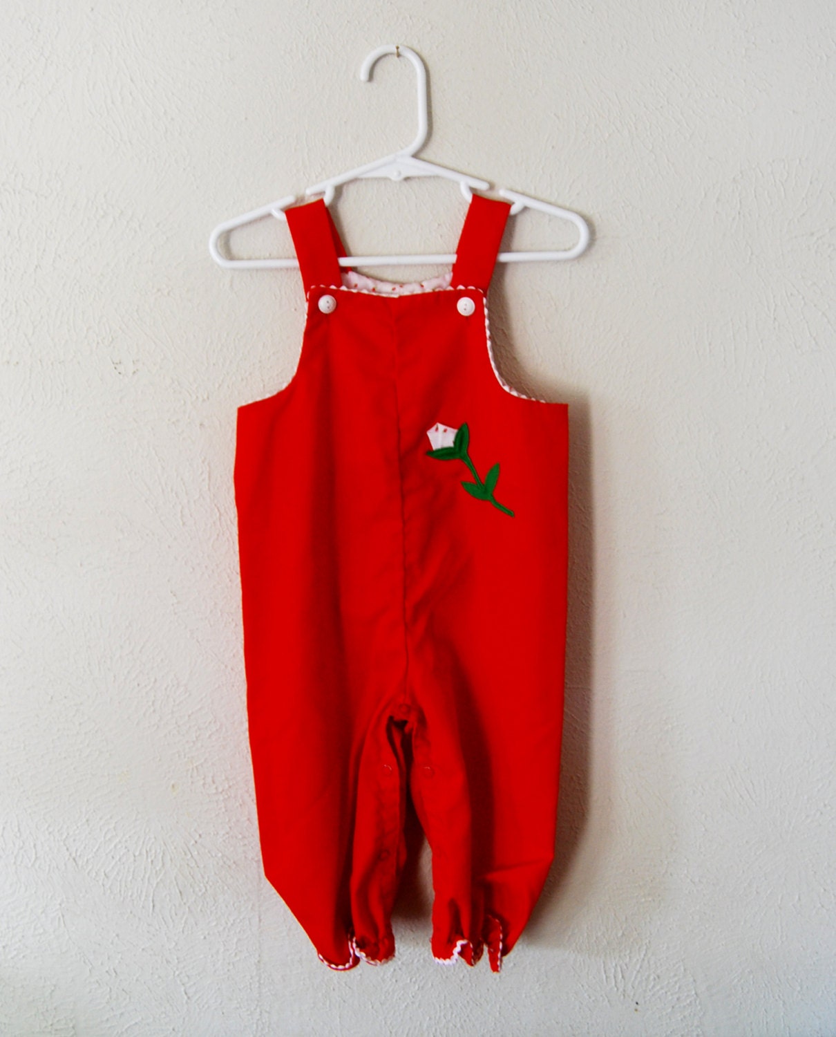 very vintage baby girl red jumpsuit