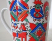 Gorgeous Porcelain Mug with Rooster by Lomonosov USSR