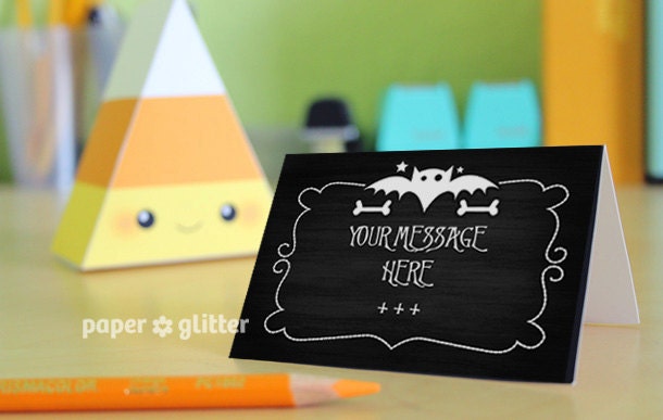 Halloween Party Cards in Chalkboard Art Poster Paper Printable - Editable Text Printable