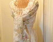 Garden Bridal Shawl Wrap Rose Printed Ivory Lace Pink Yellow Green