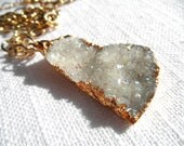 Angel aura quartz - druzy necklace - rainbow druzy - gold necklace - D R U Z Y