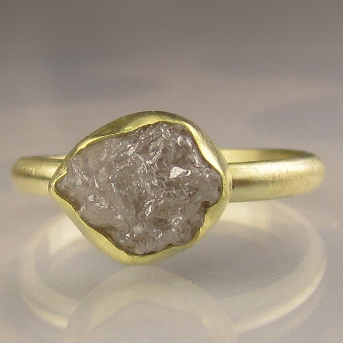 Rough Diamond Engagement Ring - 18k and 14k Yellow Gold