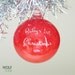 Personalized Baby's First Christmas Ornament Blown Glass Bright Red Silver Etch