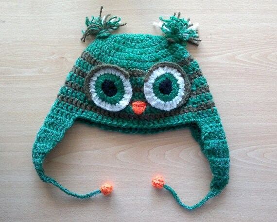 Crochet Pattern Tutorial PDF 76 Owl Beanie Hat Earflap (4 sizes ...