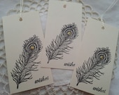 Mini Wedding Wish Tree Tags Peacock Feather Set of 30
