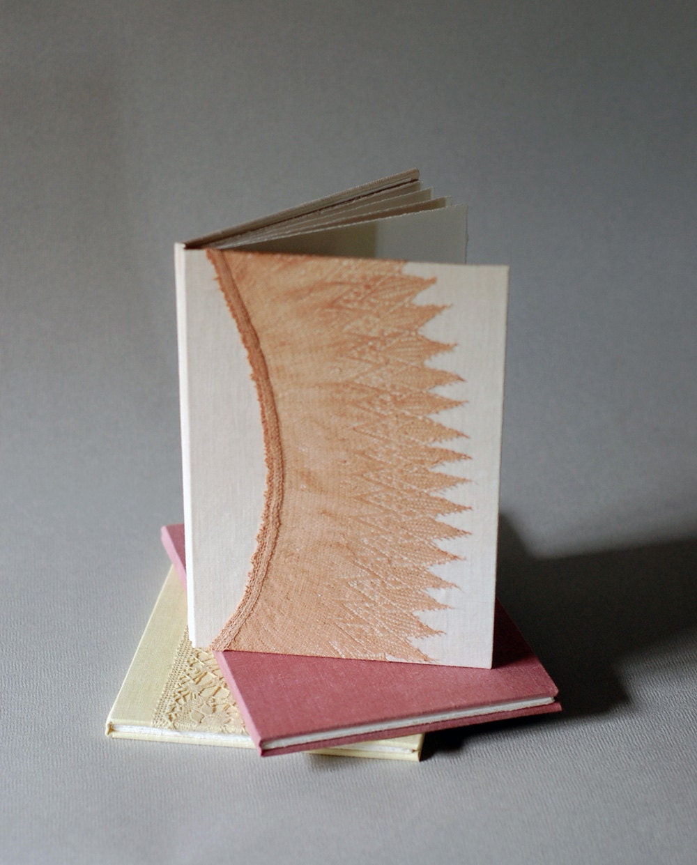 Reserved - Trio of Sketchbooks in Linen and Vintage Lace