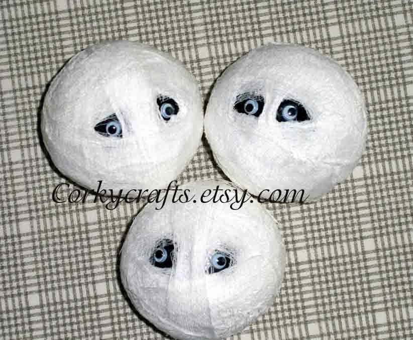 Set of 3 Mummy heads   bowl filler/Halloween decoration/party decor