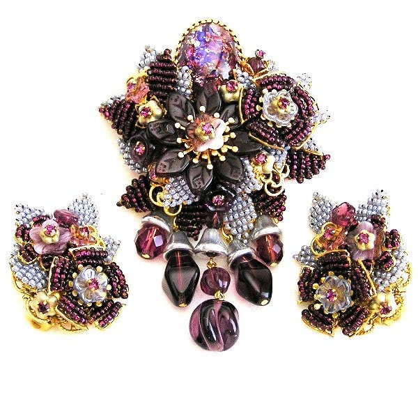 Stanley Hagler Ian St Gielar Amethyst and Blue Demi Parure