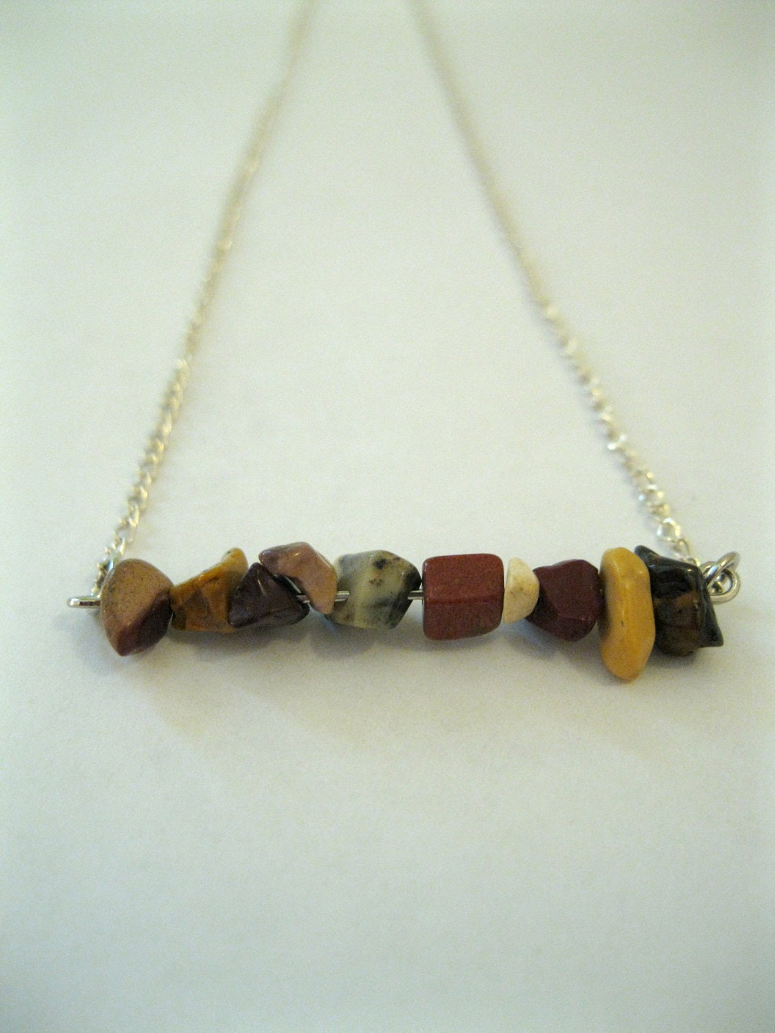 Mookaite Mini Nugget Necklace - Brown Red Tan Maroon Fall Autumn Stone Radiolarite