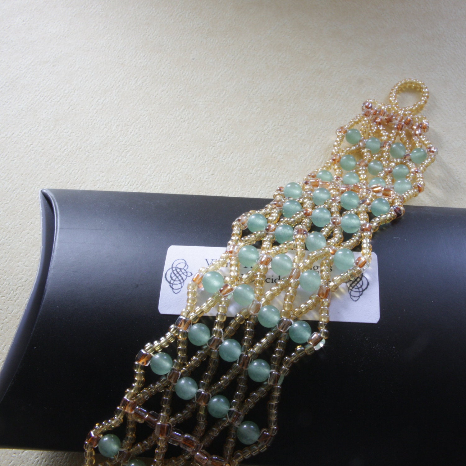 Netted Aventurine and Gold Bracelet