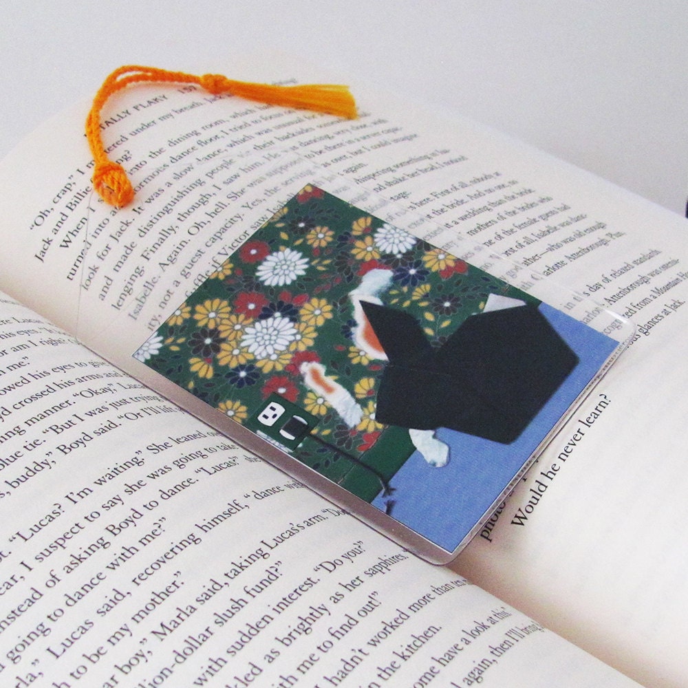 ACEO Bookmark, Mixed Media Origami Art - Rabbit Design School