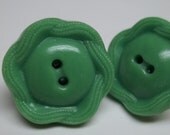 OOAK vintage grass green button earrings eco-friendly reclaimed