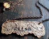 dream necklace - hand stamped jewelry, rustic lace victorian jewelry . hand crafted bronze, one of a kind