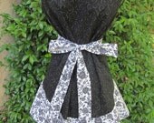 Handmade black, gray and white apron