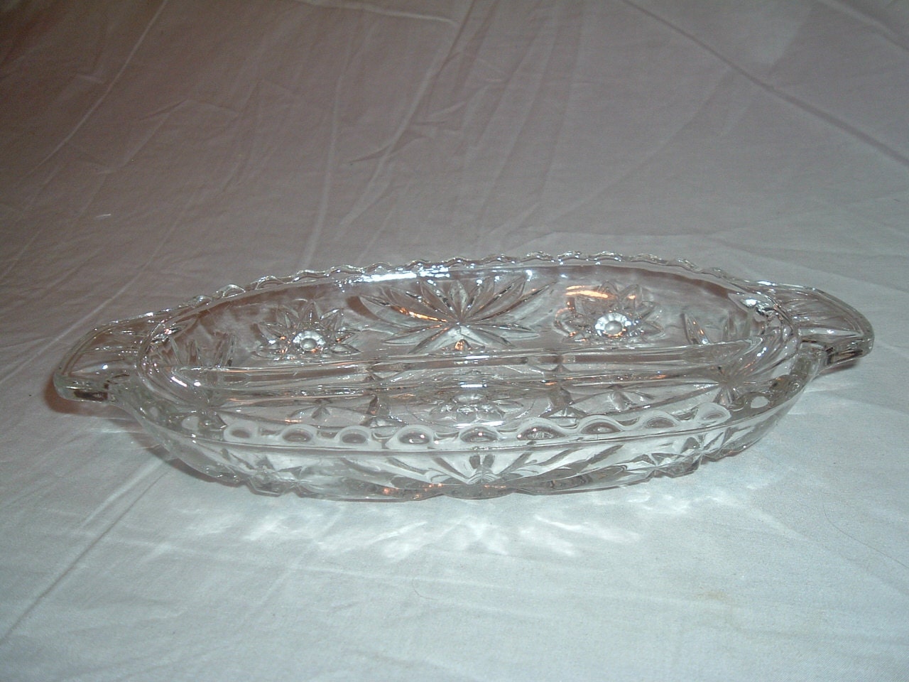 Items similar to Cut GLASS RELISH DISH on Etsy