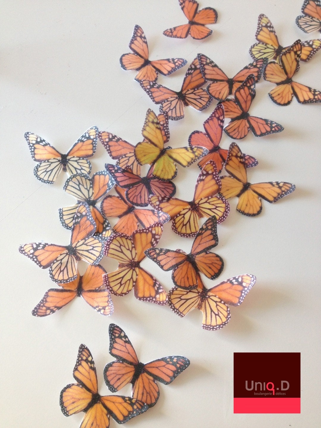 BUY 45 get 5 FREE orange wedding - orange monarch butterflies favors on sale -free shipping - edible toppers by Uniqdots on Etsy