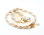 White and Gold  Beaded Necklace