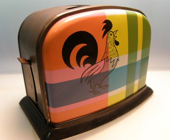 Breakfast is Served - 1950's Plaid Rooster Child's Play Toaster