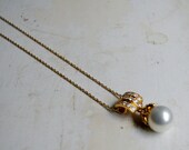 Vintage Pearl drop, gold plated necklace with a bit of sparkle GIFT WRAPPED