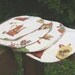 4 Placemats, oval 50s textile set, reversible with Kitchen Utensil design