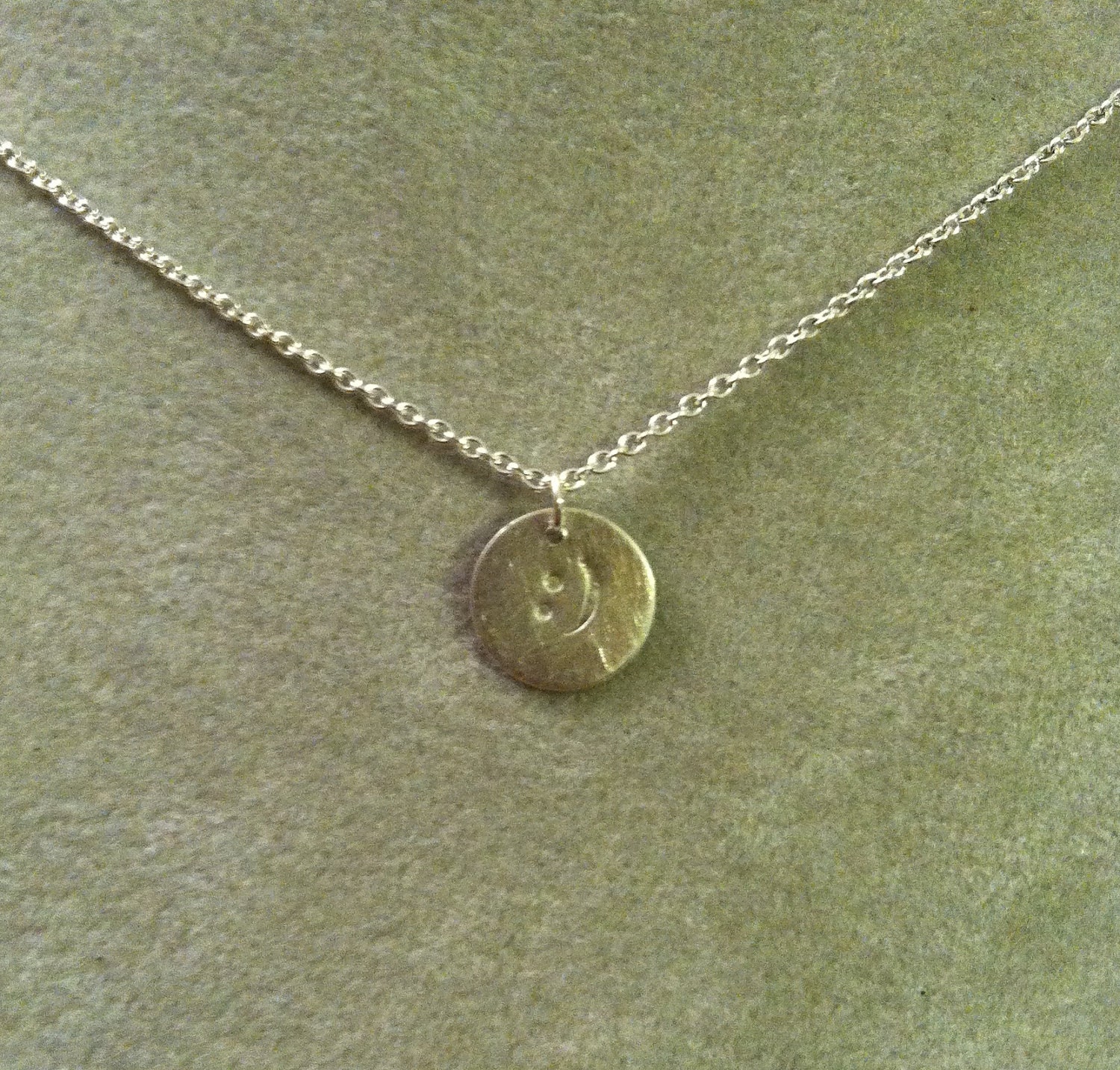 Smiley Face emoticon sterling silver pendant -- geek girl collection