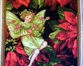 Christmas Fairy Quilt Handmade Poinsettia Cicely Mary Barker Flower fabric Wall Hanging Home Decorations Patch Holiday Red Green Cream