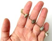 Natural river rock bracelet.  Natural stone jewelry handmade in Wisconsin. "Dainty Stone Bracelet on Antiqued Brass" 1251