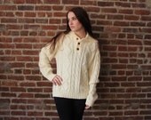 FISHERMANS WIFE - 70s 80s Cozy Cable Knit Sweater Slouchy Medium