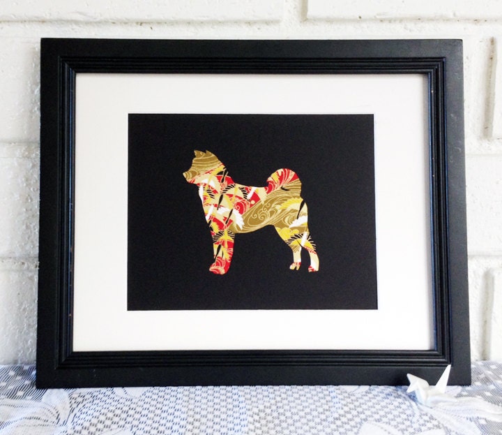 Japanese Chiyogami Paper III- Shiba Inu Dog Silhouette