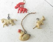 Celluloid Cracker Jack Charms, 1940s, Lot of 4