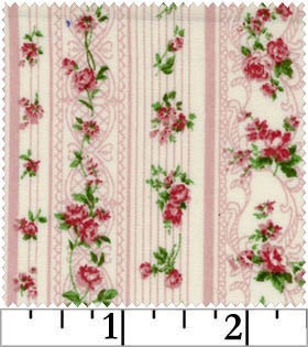 Romantic Memories Cotton Fabric Quilt Gate 8787-3B Pink stripes and pretty pink roses